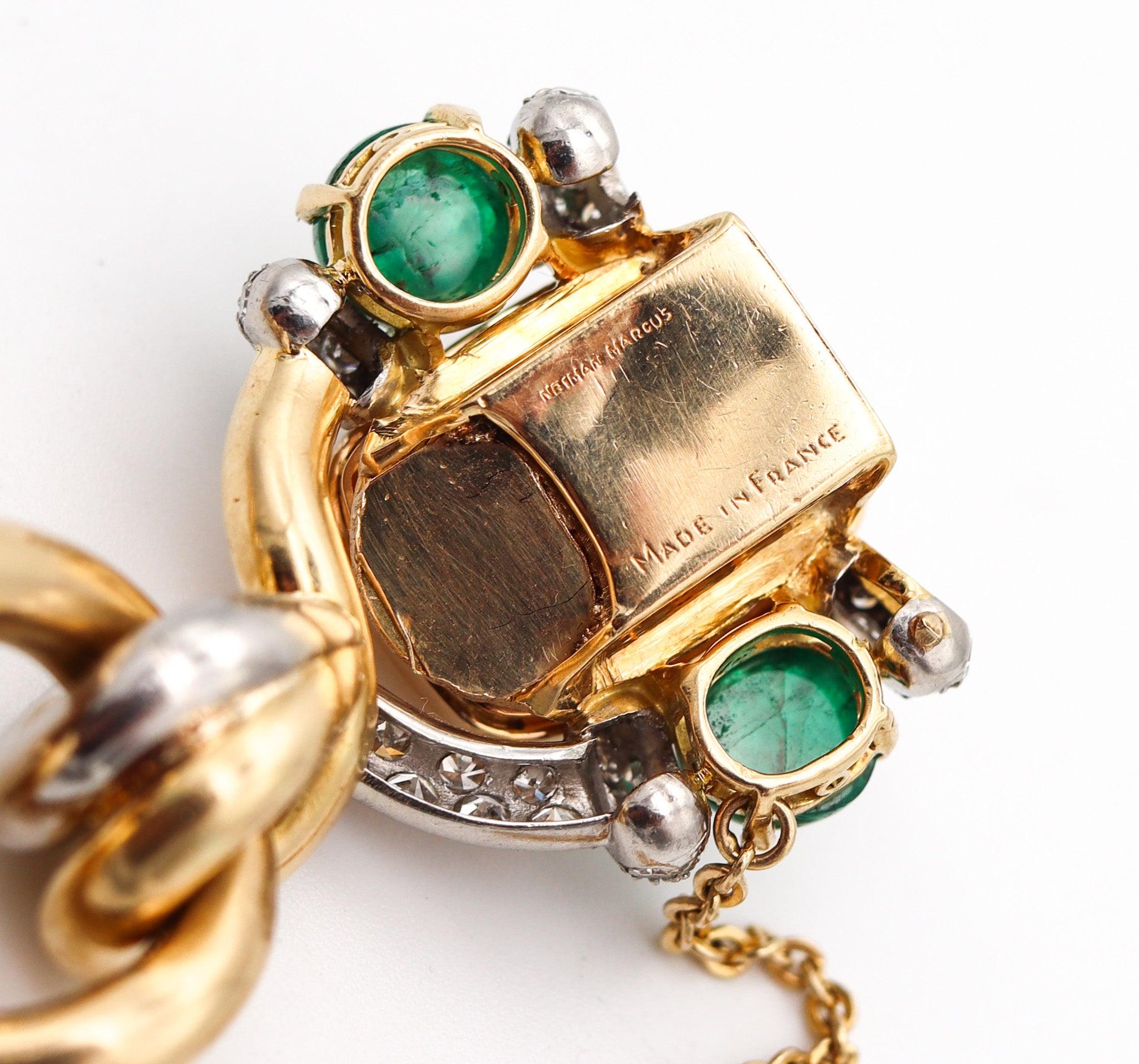 FRENCH 1970 Mousetrap Bracelet In 18Kt Gold & Platinum With 25.41 Ctw Gemstones 4