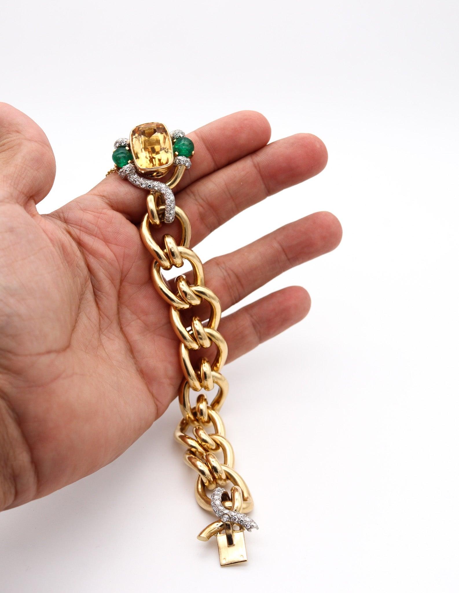 FRENCH 1970 Mousetrap Bracelet In 18Kt Gold & Platinum With 25.41 Ctw Gemstones 5