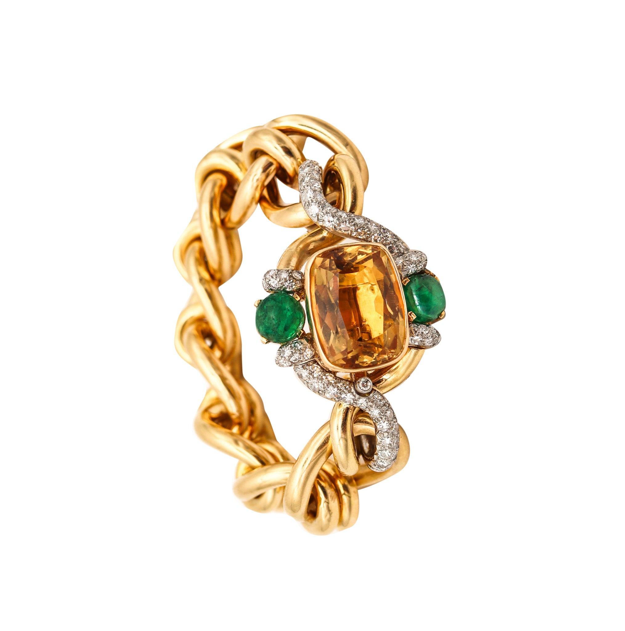 FRENCH 1970 Mousetrap Bracelet In 18Kt Gold & Platinum With 25.41 Ctw Gemstones 6