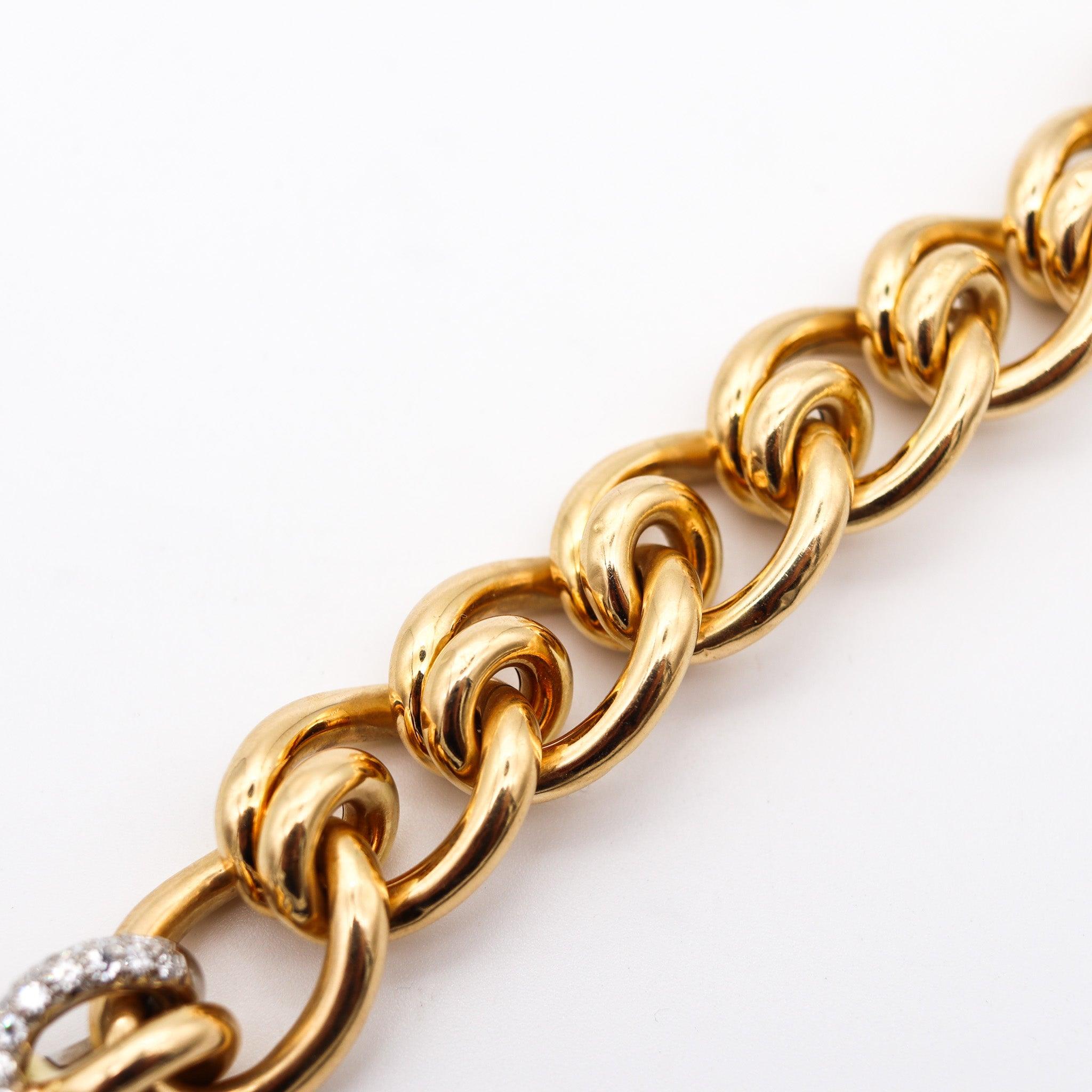 FRENCH 1970 Mousetrap Bracelet In 18Kt Gold & Platinum With 25.41 Ctw Gemstones 3