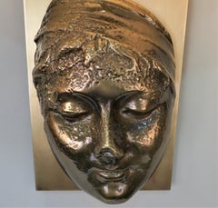 French 1970' Bronze Face Sculpture Wall Sconces