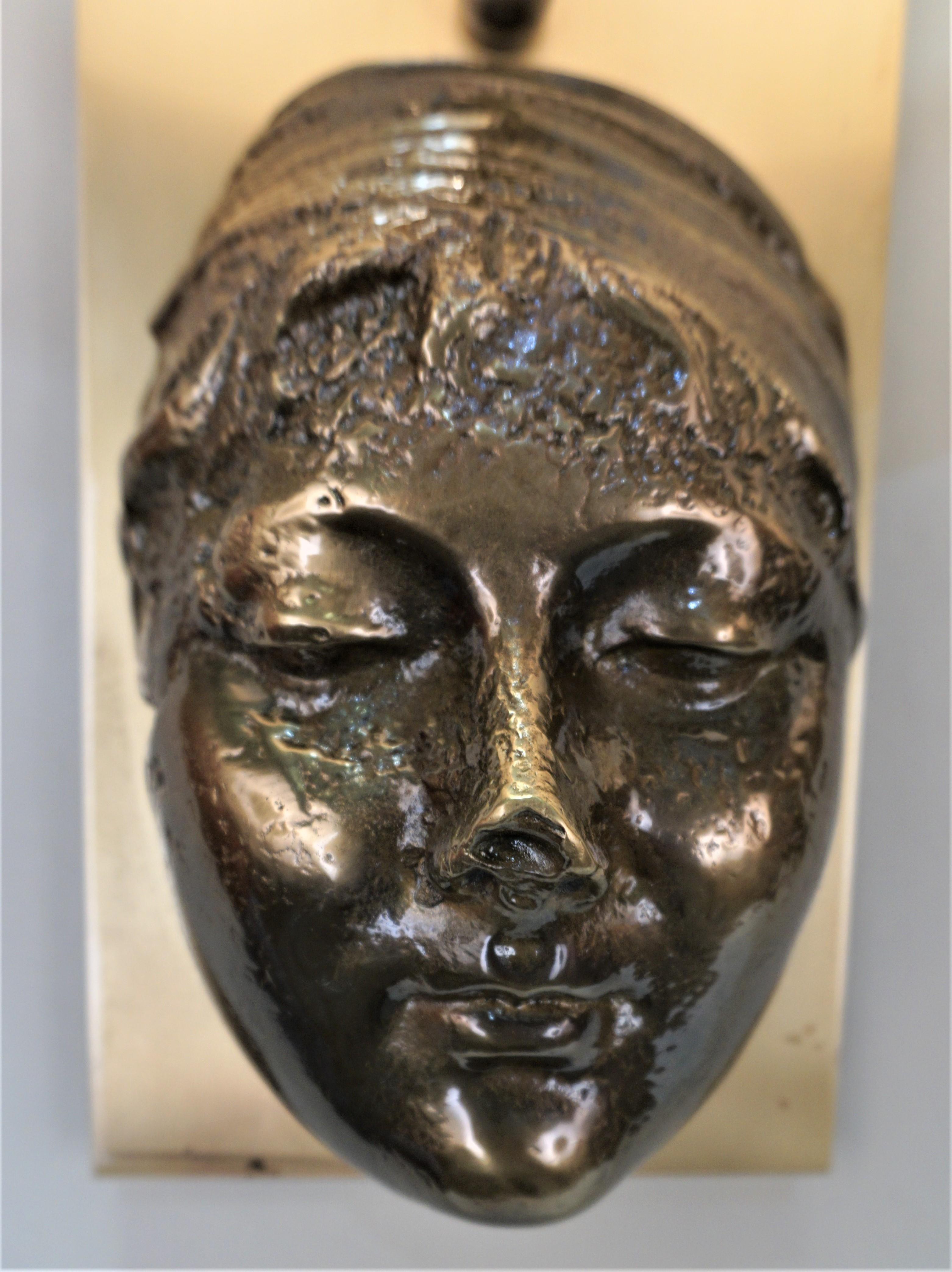 French 1970' Bronze Face Sculpture Wall Sconces For Sale 3
