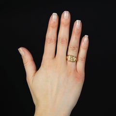 French 1970s 18 Karat Rose Gold Retro Initial Signet Ring