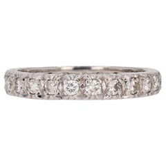 Vintage French 1970s 18 Karat White Gold Diamonds Wedding Ring