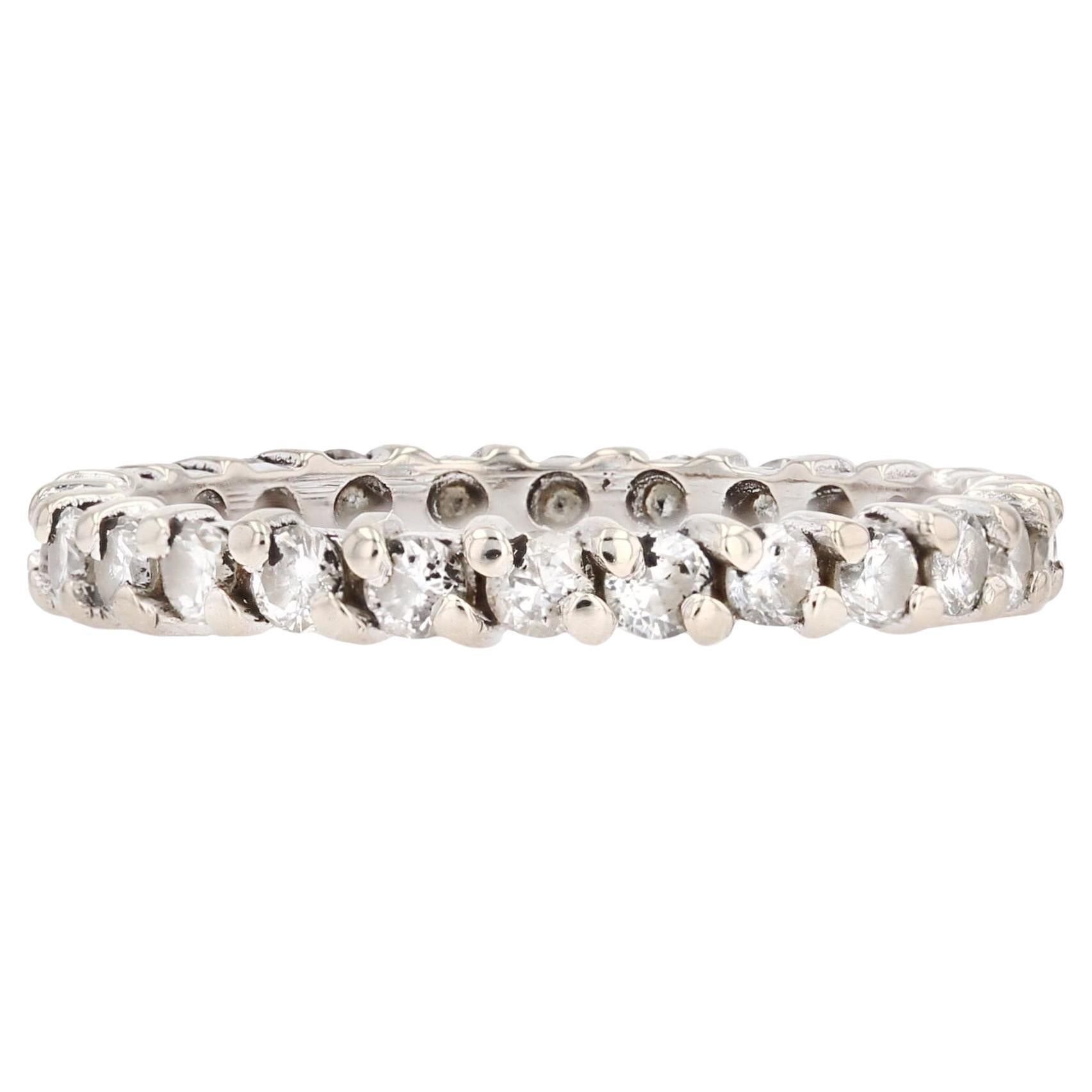 French 1970s 18 Karat White Gold Diamonds Wedding Ring
