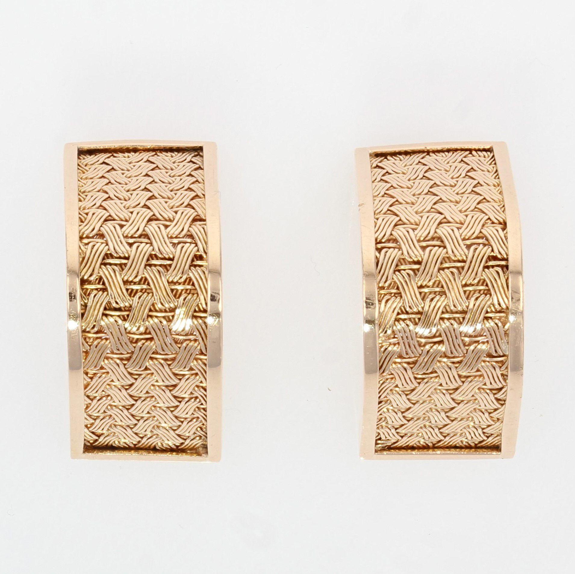 French 1970s 18 Karat Yellow Gold Braided Stirrup Cufflinks 7