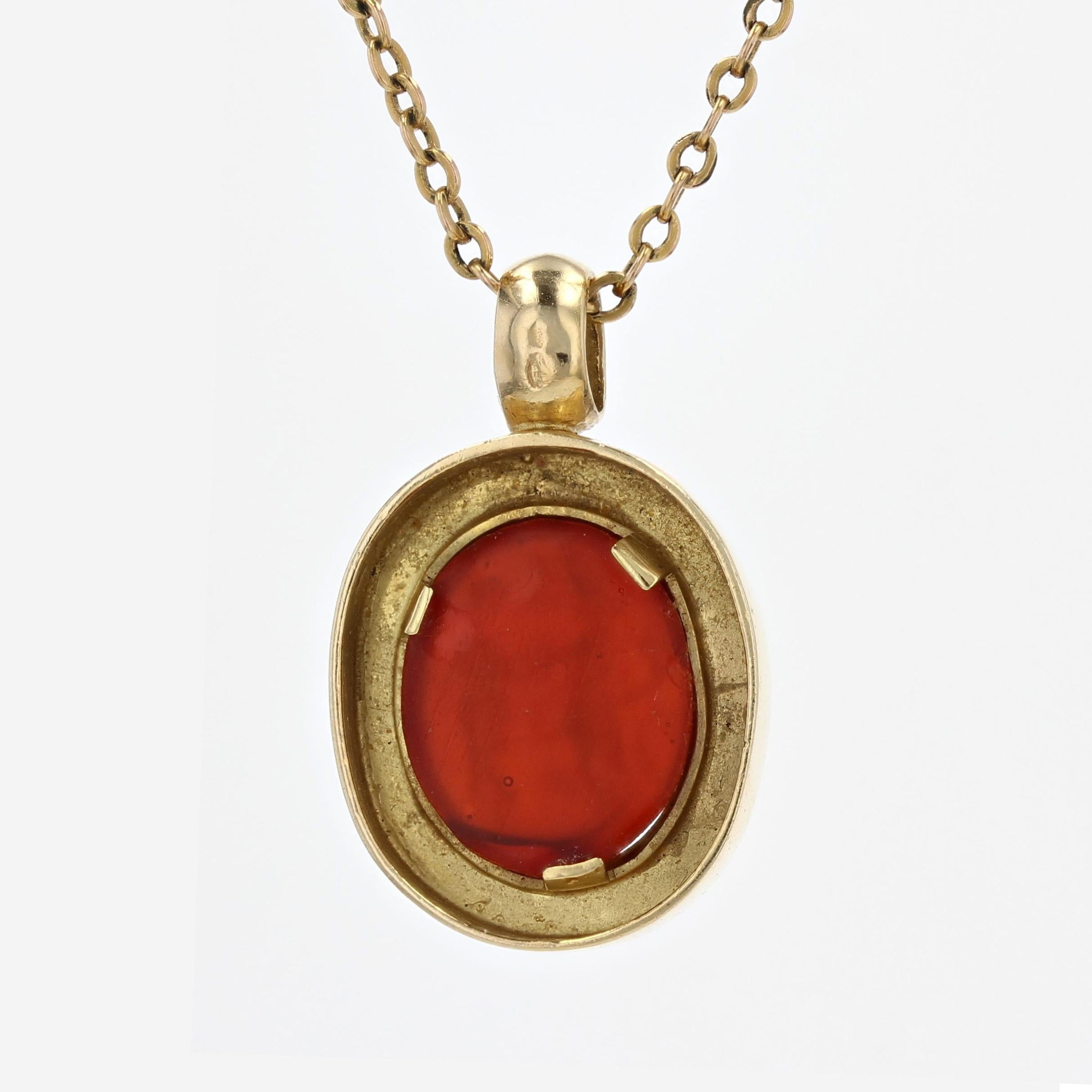 French 1970s 18 Karat Yellow Gold Intaglio Pendant 2