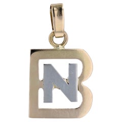 French 1970s 18 Karat Yellow White Gold Initials Pendant
