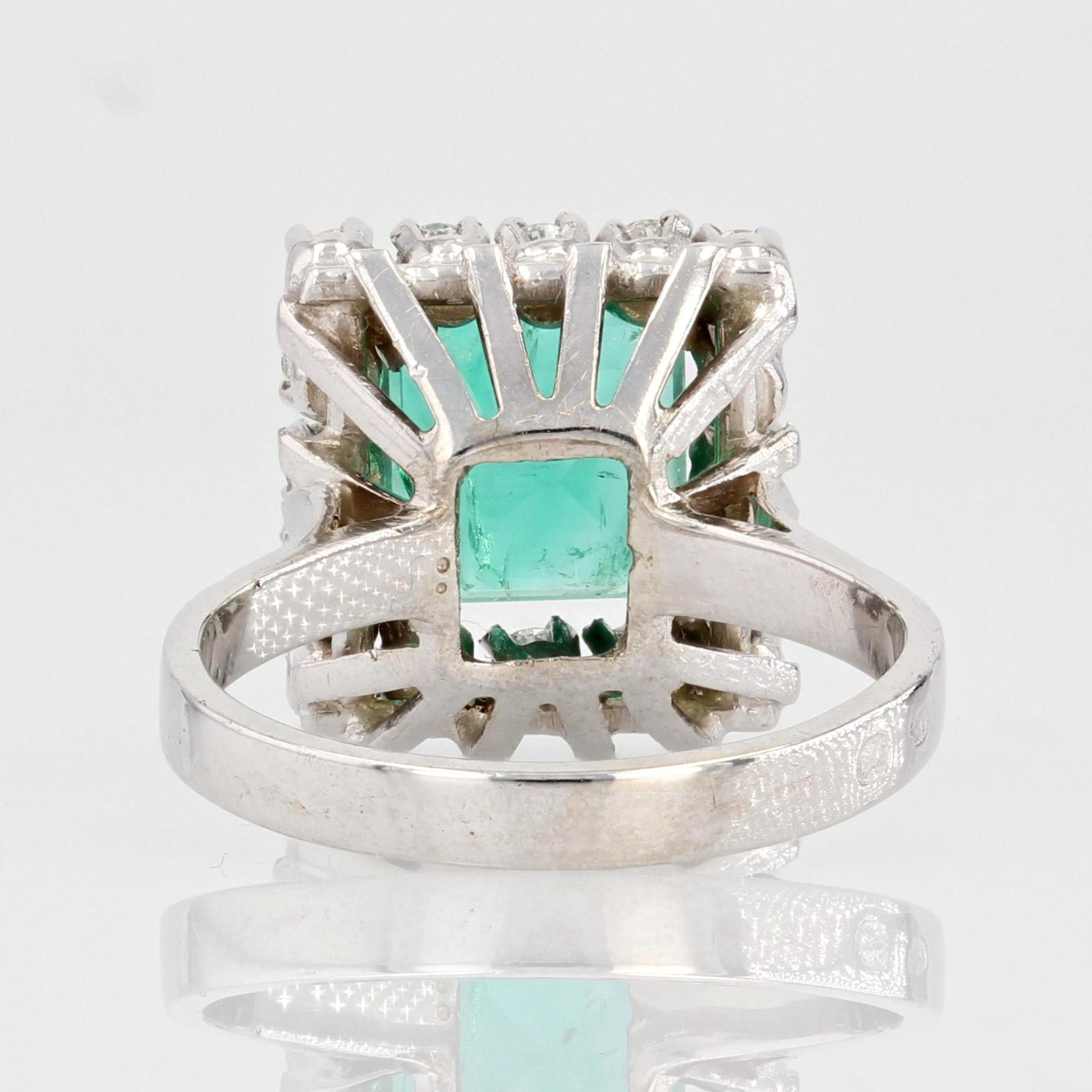 Franzsischer, 1970er Jahre, 2,56 Karat Smaragd-Diamant-Ring aus 18 Karat Weigold im Angebot 5