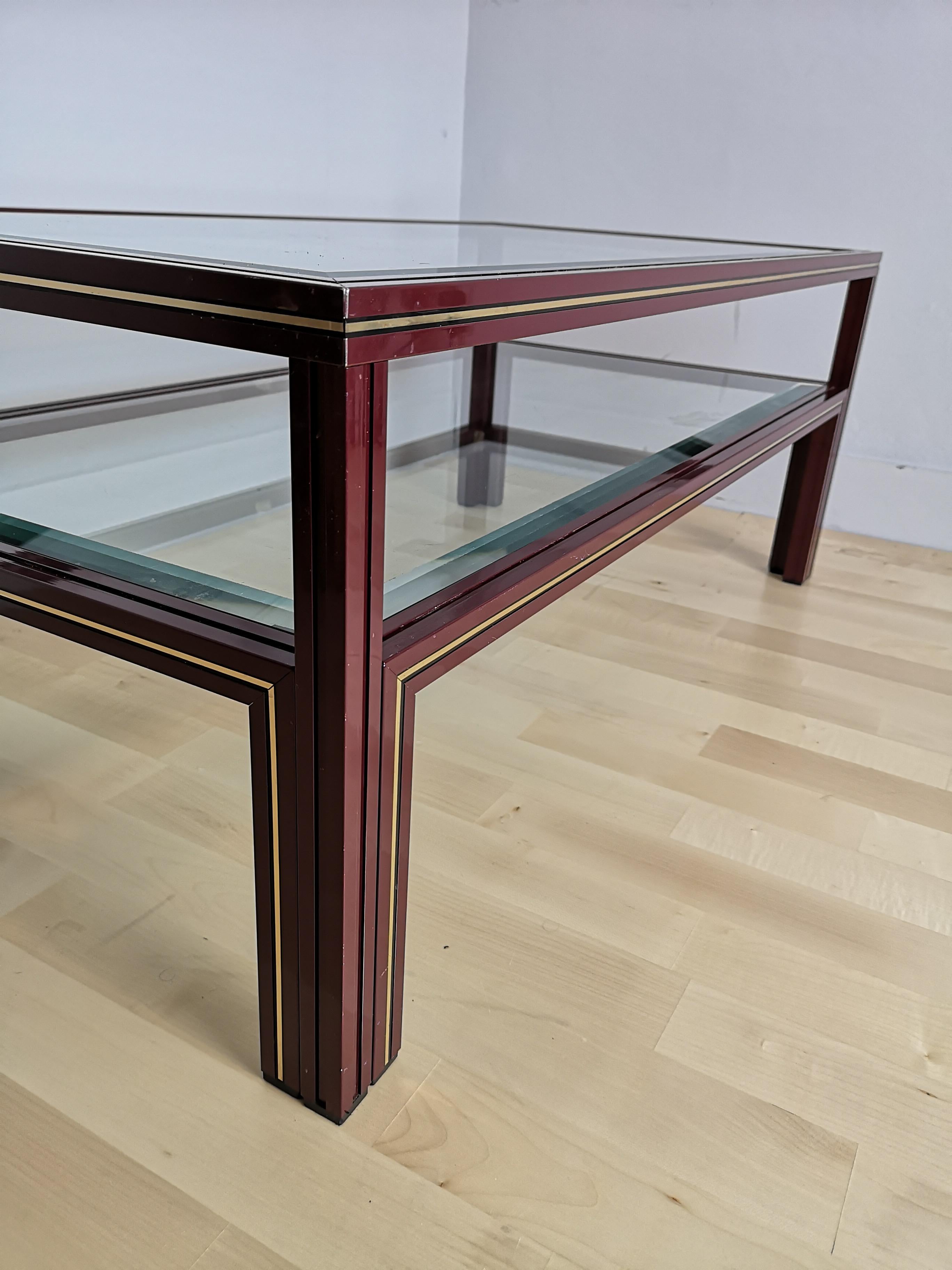 French 1970s Aluminium and Glass 2-Tier Coffee Table by Pierre Vandel, Paris 2