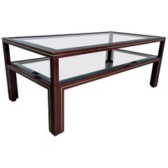 French 1970s Aluminium and Glass 2-Tier Coffee Table by Pierre Vandel, Paris