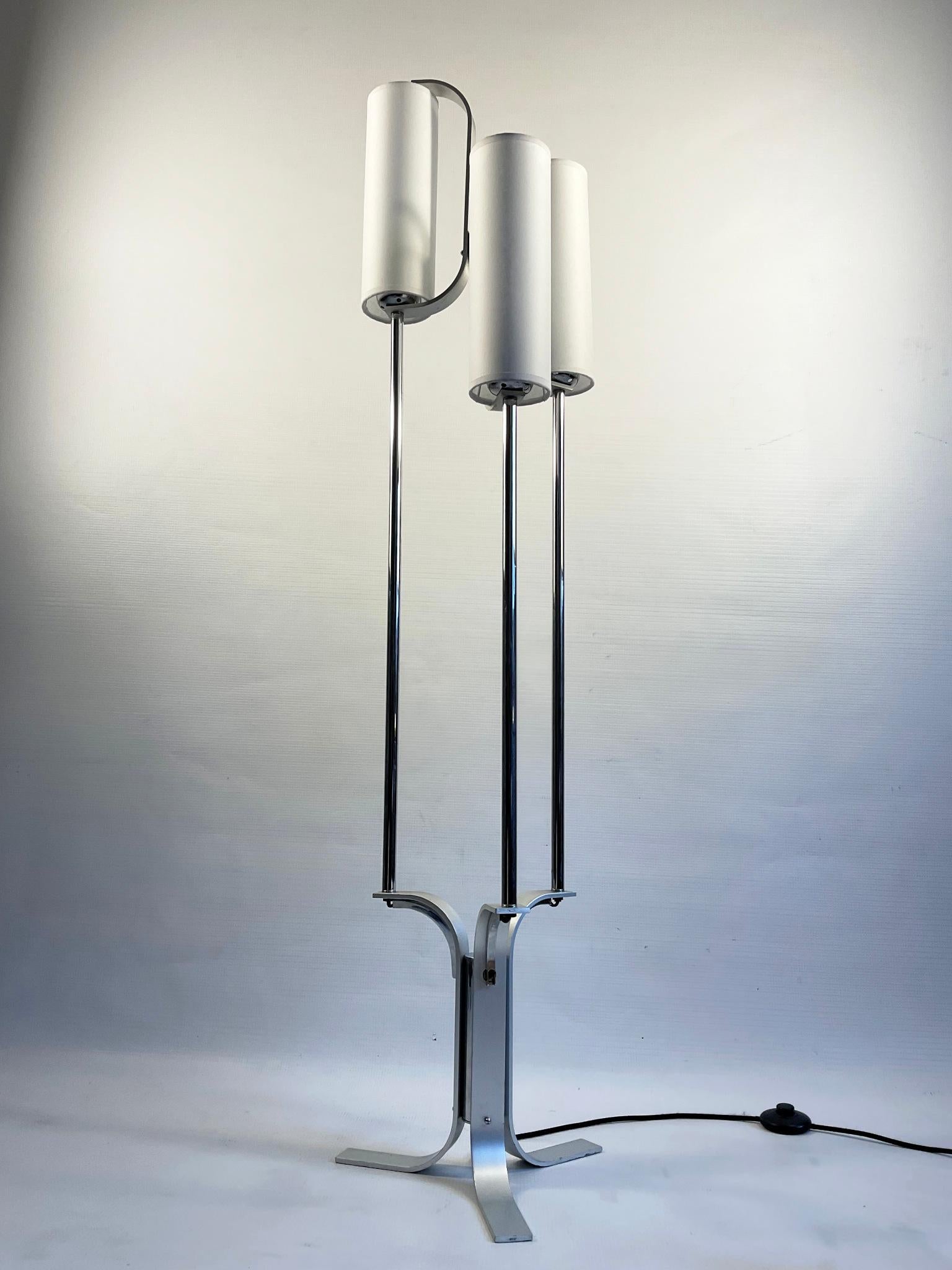 Mid-Century Modern 1970s Floor Lamp with Four Parchment Lampshades  For Sale
