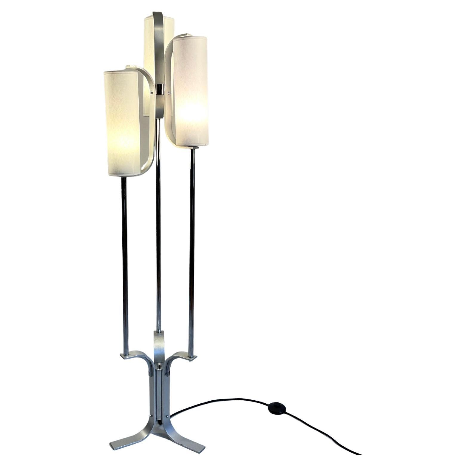 1970s Floor Lamp with Four Parchment Lampshades 