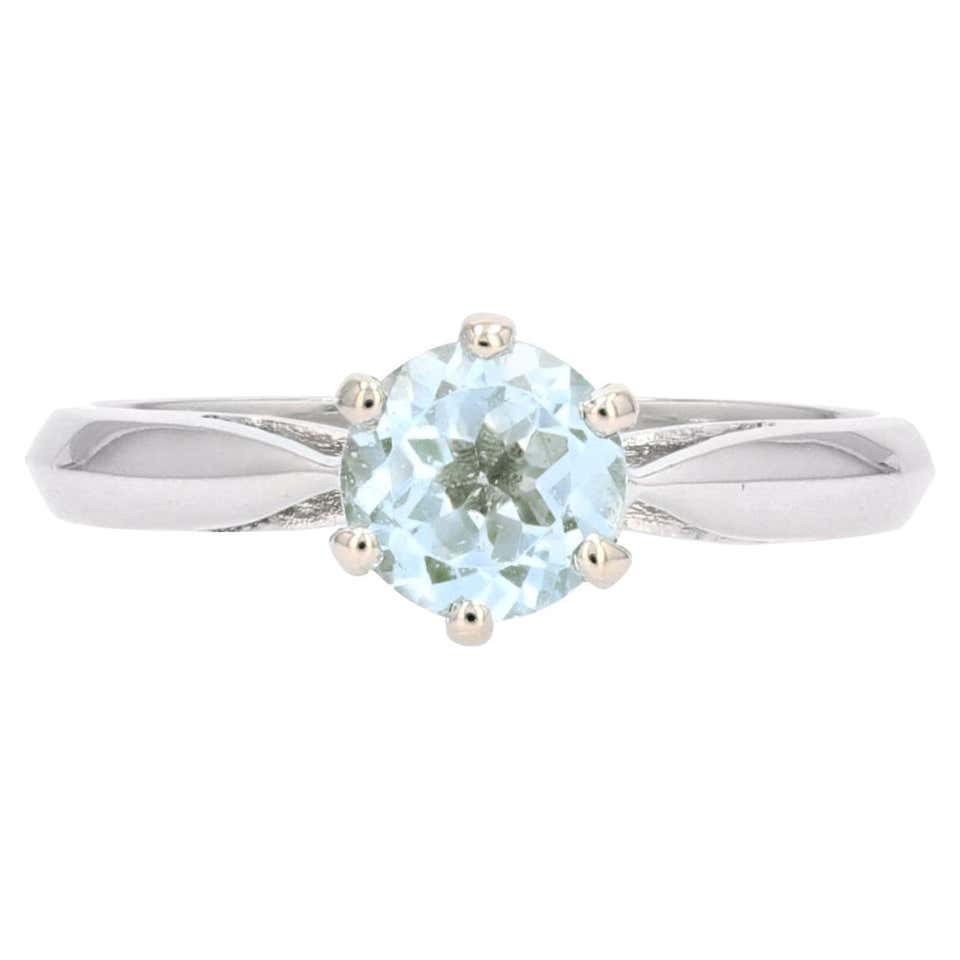 1970s H.Stern 18 Karat White Gold with Aquamarine and Diamonds Ring at ...