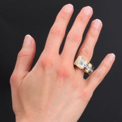 French 1940s Asymmetrical Diamond 18 Karat Rose Gold Tank Ring