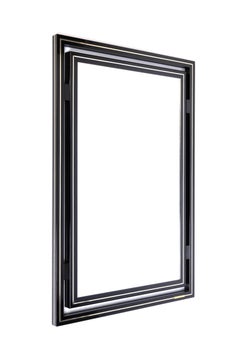 French 1970s Black Lacquer And Aluminium Wall Mirror, Pierre Vandel, Paris