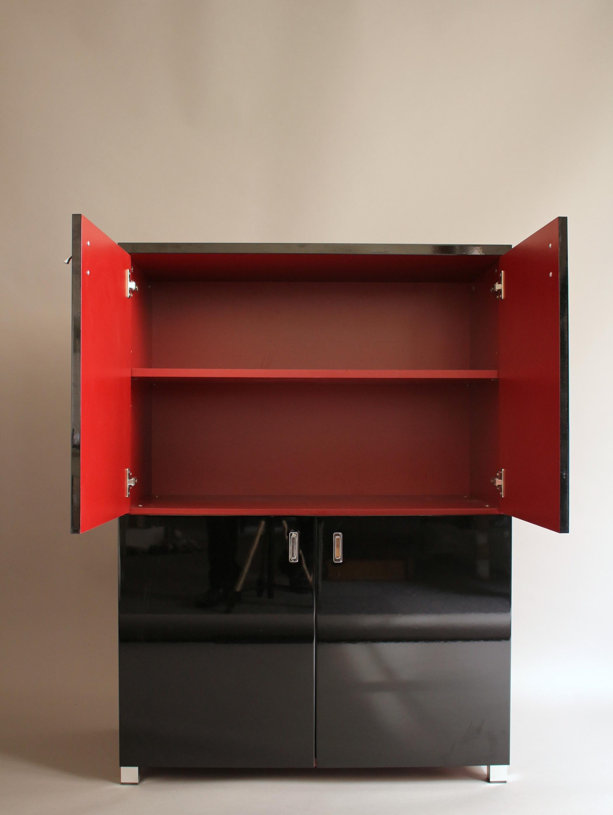 Late 20th Century French 1970s Black Lacquered Cabinet