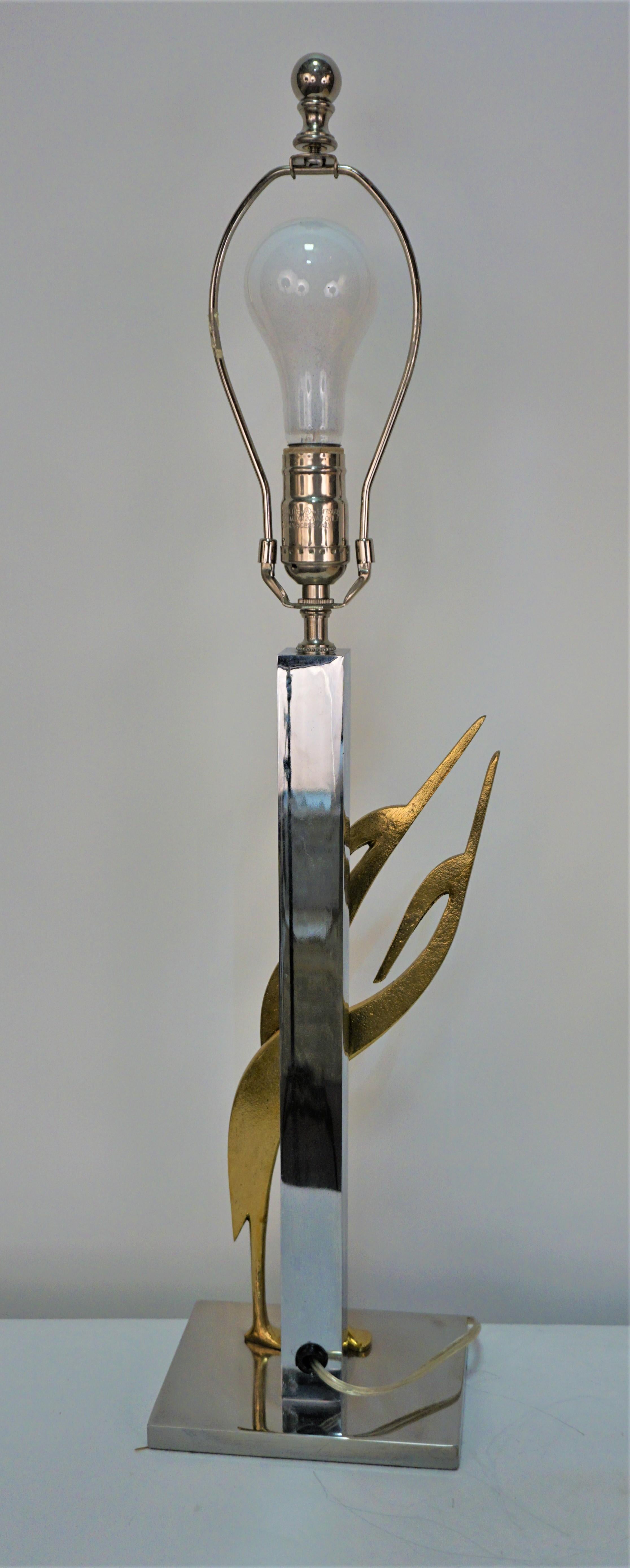French 1970's Bronze and Nickel Table Lamp 2