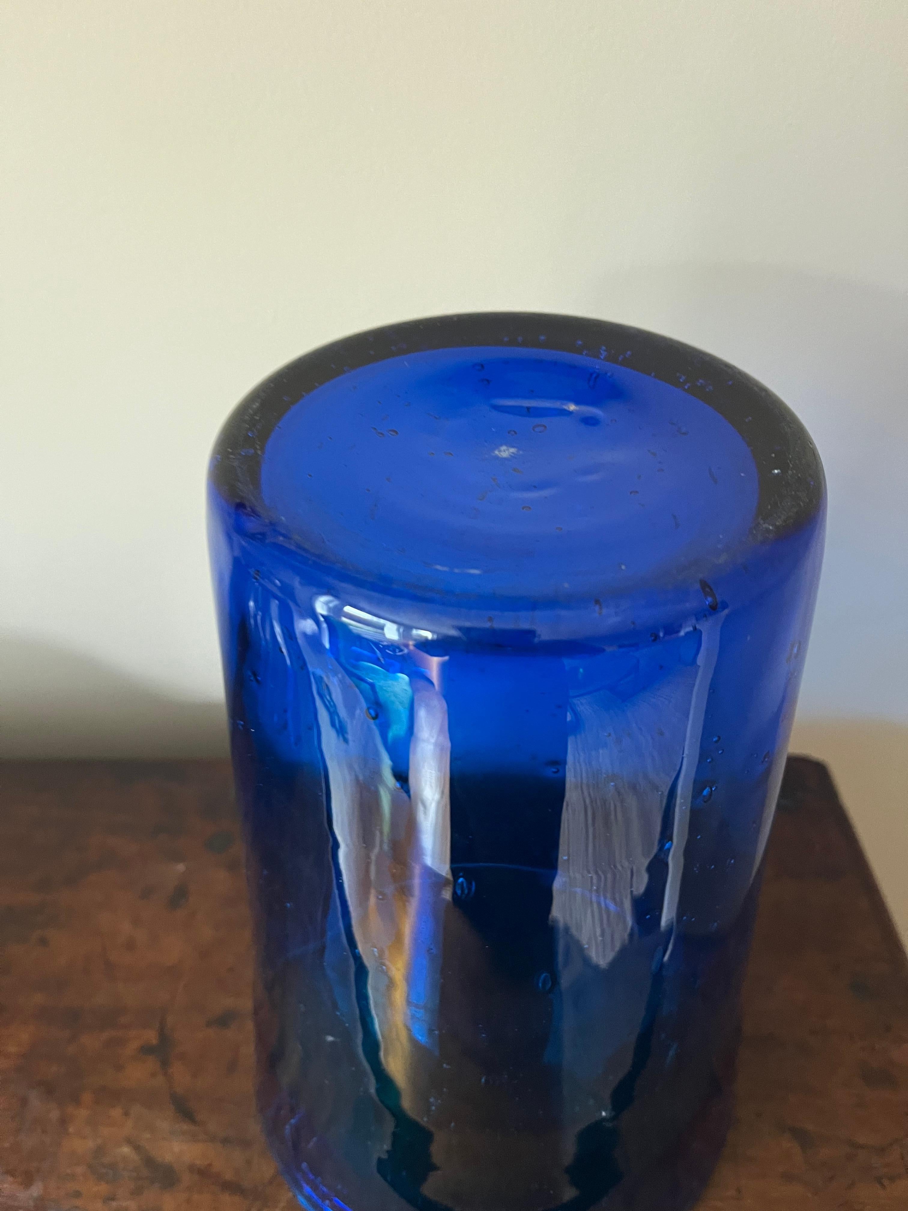 French 1970’s bubble blue vase. Biot For Sale 1
