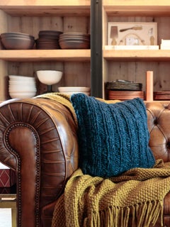 French 1970's Chesterfield Sofa with Original Leather