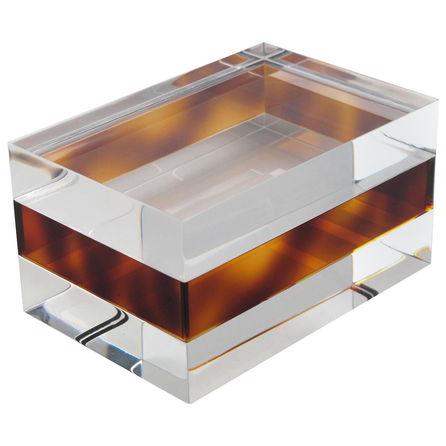 MidCentury Modern Lucite Acrylic Tissue Box Holder 1970s Vintage Retro