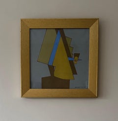 Cuadro francés de estilo constructivista de los años 70 con un pájaro estilizado.