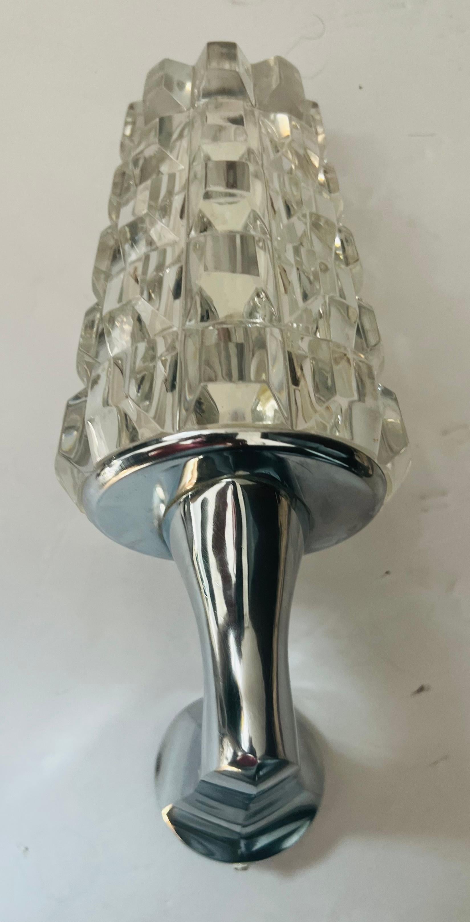 Pair of French 1970s Crystal High Style Wall Lamps Midcentury Sculptural For Sale 6