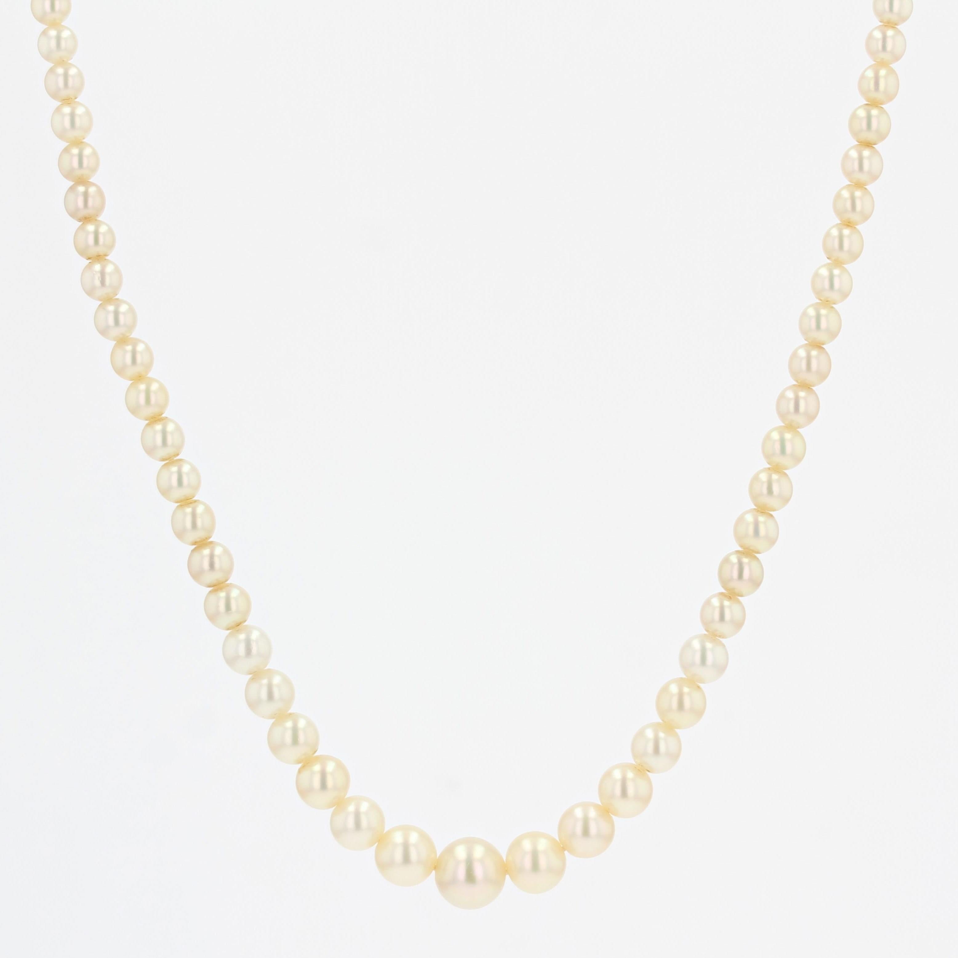 Collier en or blanc 18 carats avec perles de culture françaises des années 1970 en vente 7