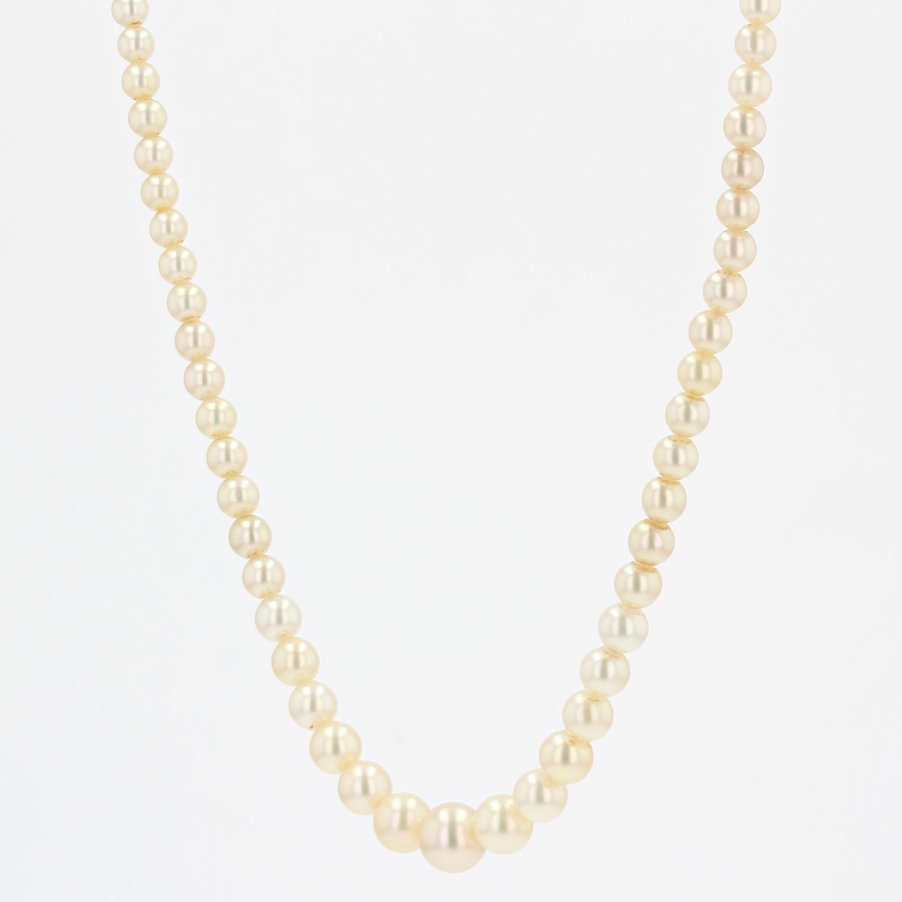Collier en or blanc 18 carats avec perles de culture françaises des années 1970 en vente 1