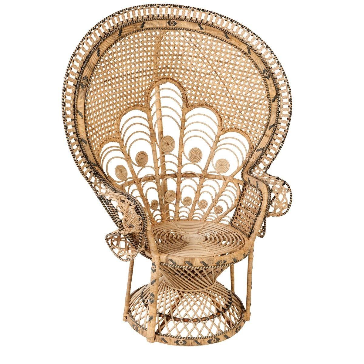 Sculptural and gorgeous Emmanuelle rattan and wicker French 1970s design armchair. Vintage style centerpiece with a bohemian chic look!