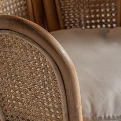 Sedia in rattan e vimini artigianale di design francese degli anni '70