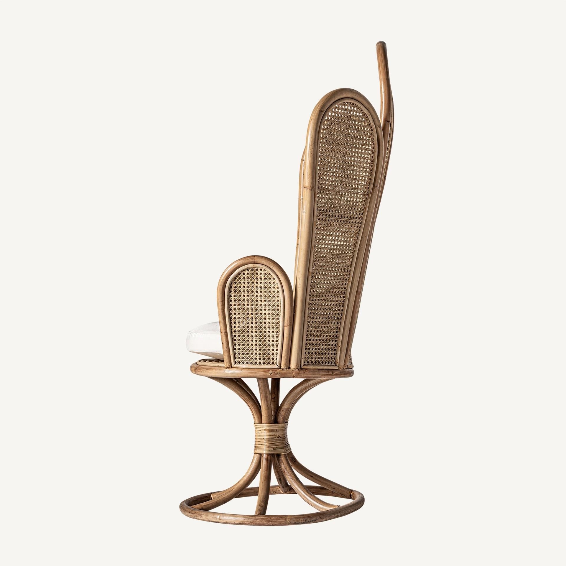 XXIe siècle et contemporain Chaise cannée en rotin et osier, style français des années 1970, fabriquée à la main en vente