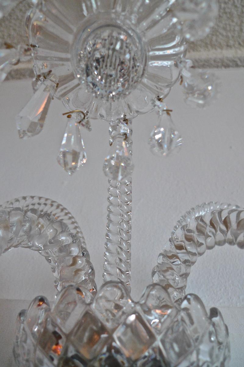 French 1970s Diamante Baccarat Crystal Electrified Wall Sconce with Two-Light 6