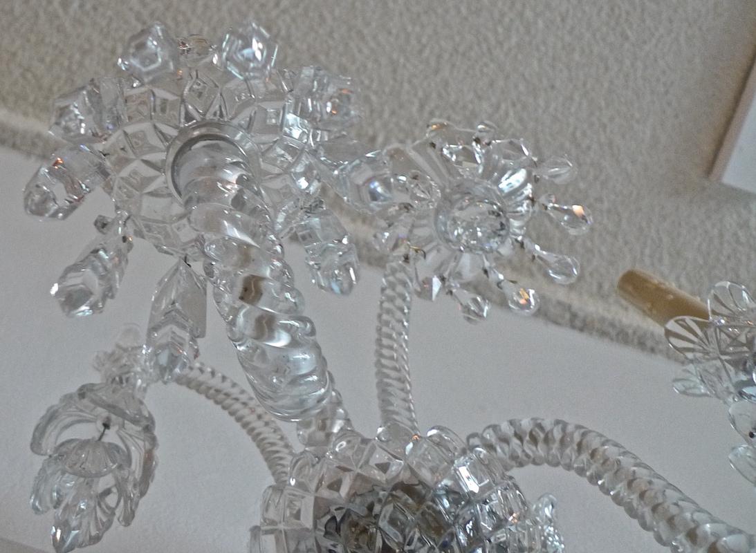 French 1970s Diamante Baccarat Crystal Electrified Wall Sconce with Two-Light 7