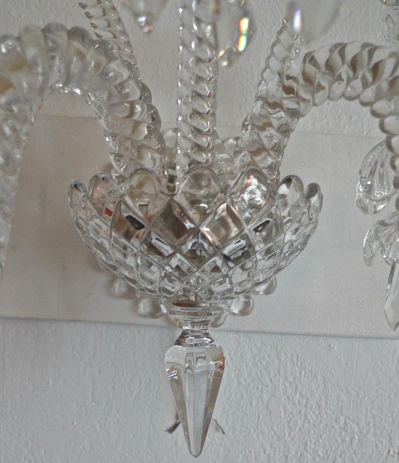 French 1970s Diamante Baccarat Crystal Electrified Wall Sconce with Two-Light 1