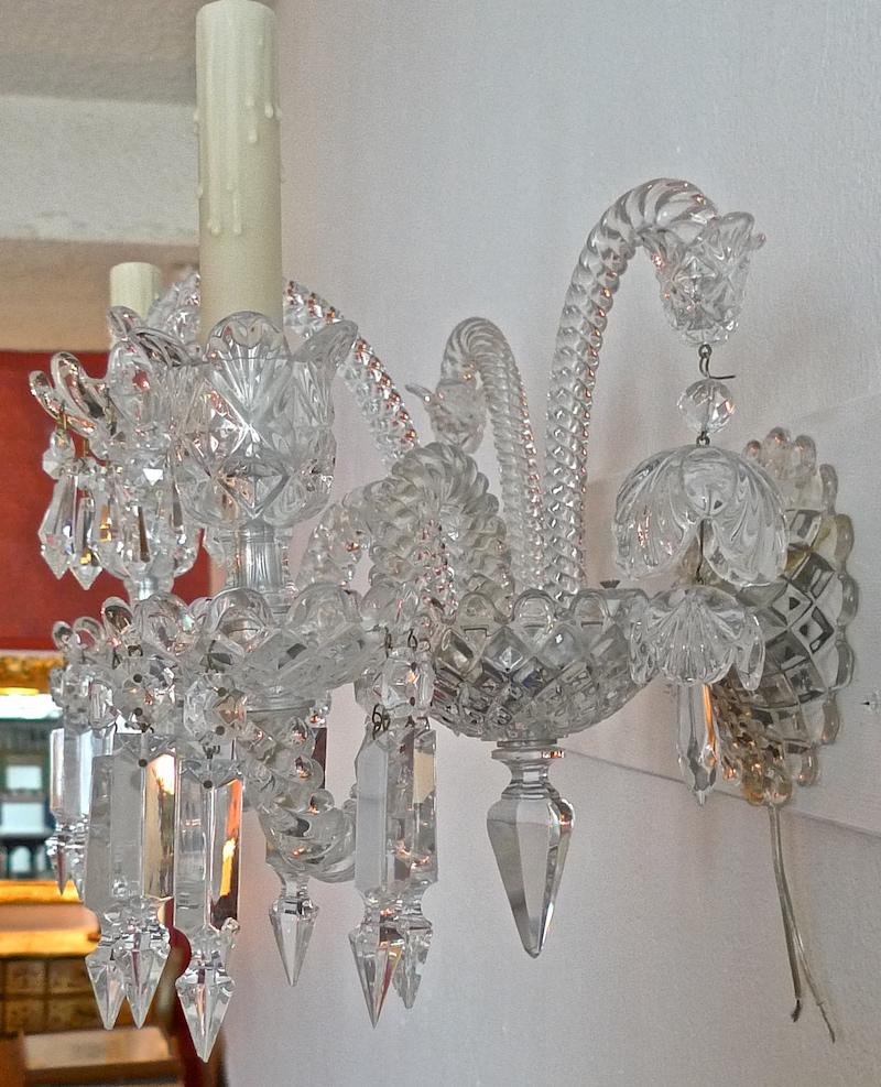 French 1970s Diamante Baccarat Crystal Electrified Wall Sconce with Two-Light 3