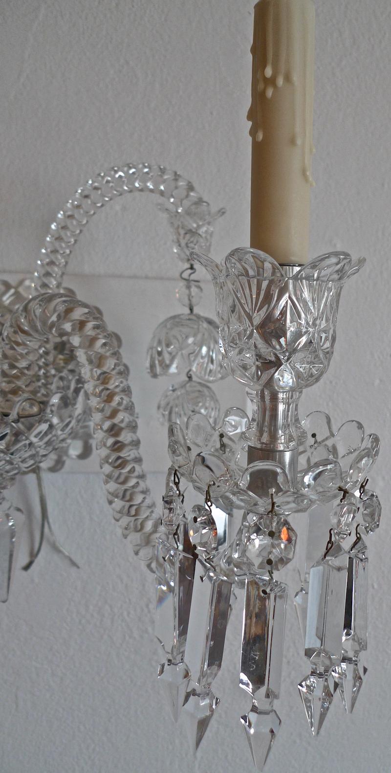 French 1970s Diamante Baccarat Crystal Electrified Wall Sconce with Two-Light 5