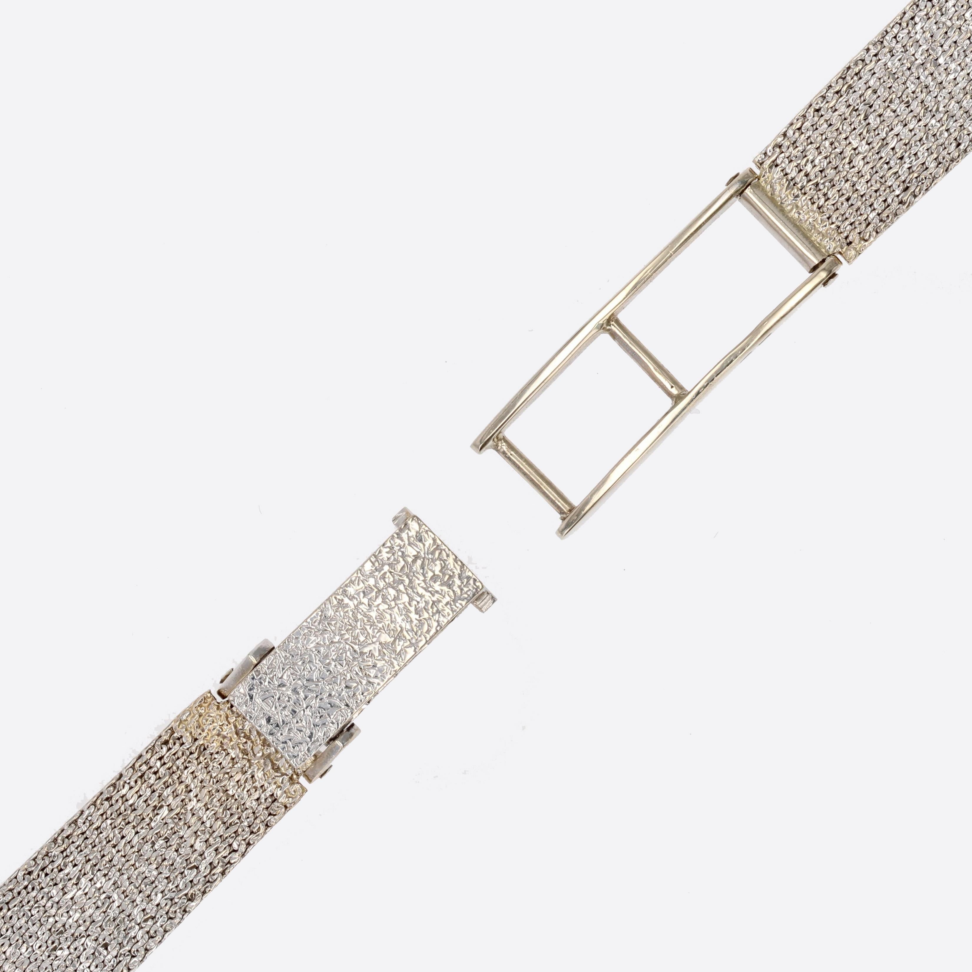 Orologio da donna Berney Blondeau in oro bianco 18 carati con diamanti francese degli anni '70 5