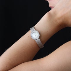French 1970s Diamonds 18 Karat White Gold Berney Blondeau Lady's Watch