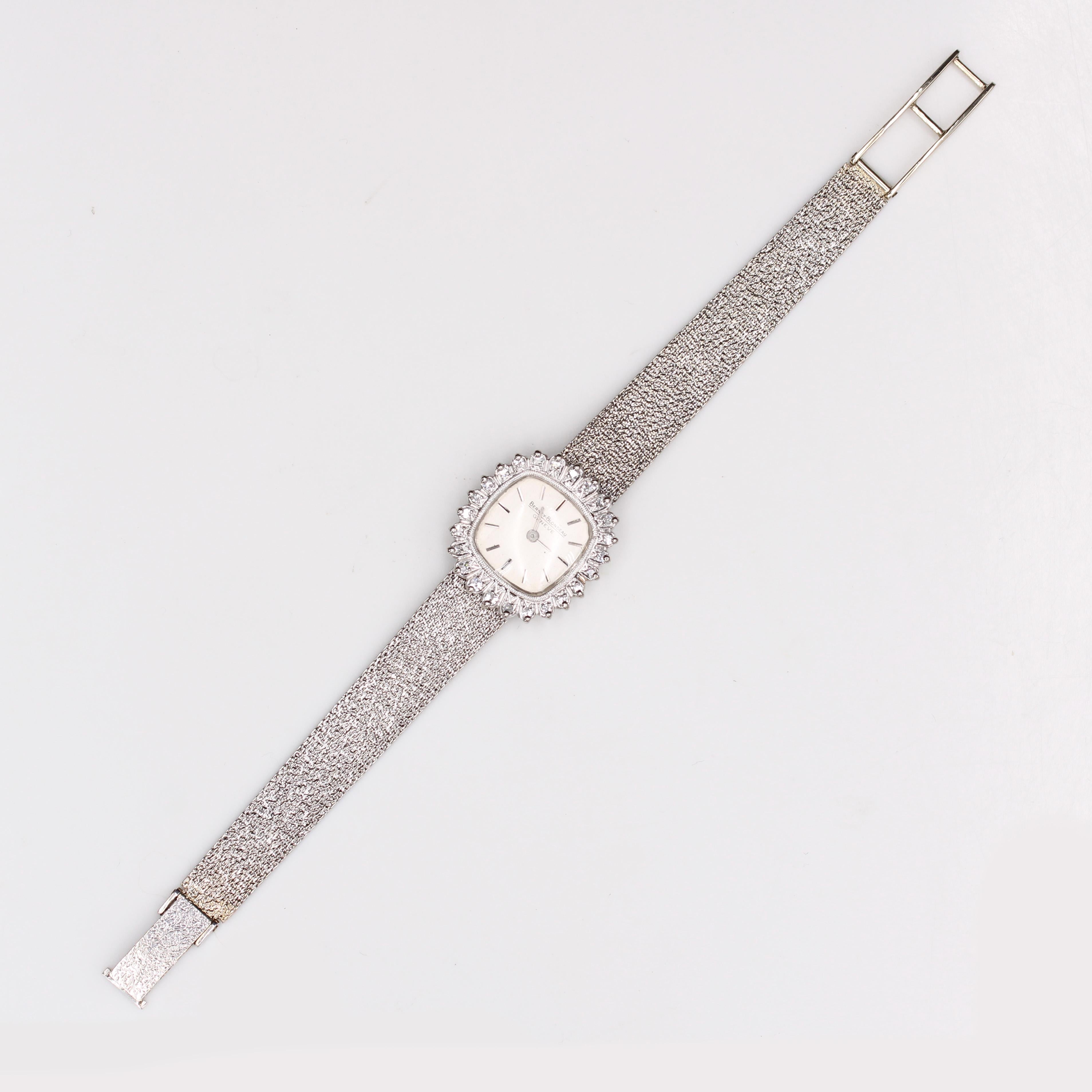 Orologio da donna Berney Blondeau in oro bianco 18 carati con diamanti francese degli anni '70 2