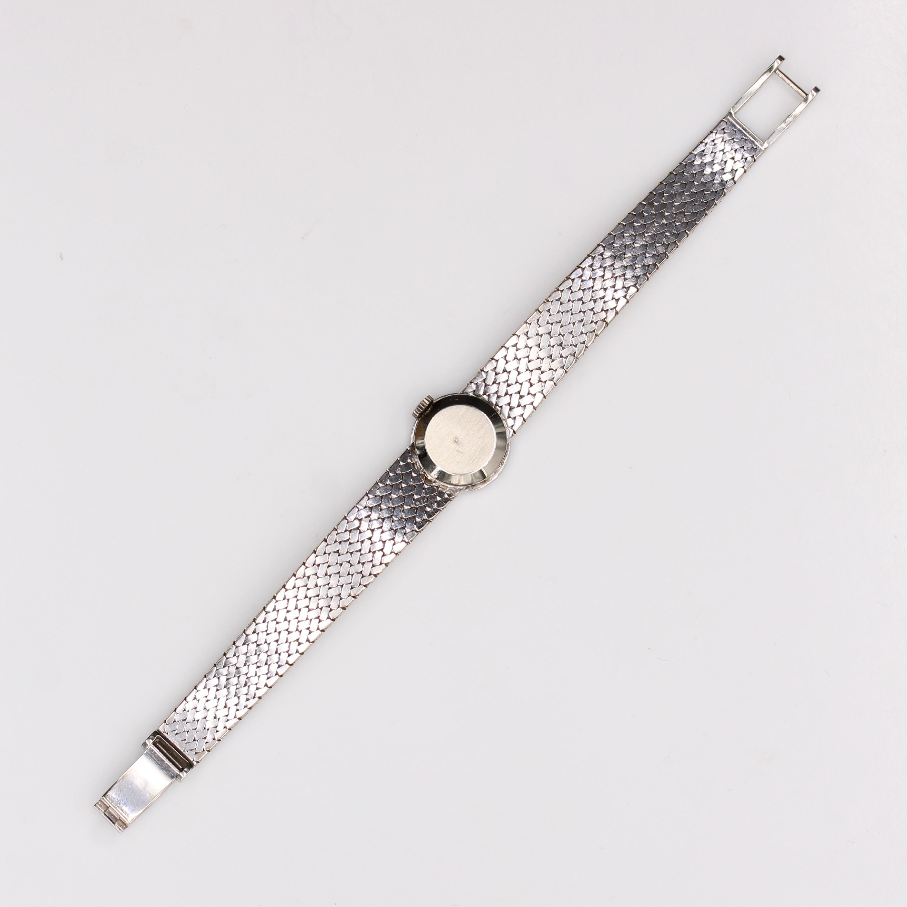 French 1970s Diamonds 18 Karat White Gold Star Lady's Watch For Sale 9