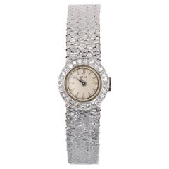 Orologio da donna Star in oro bianco 18 carati con diamanti francese degli anni '70
