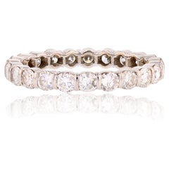 French 1970s Diamonds 18 Karat White Gold Wedding Ring