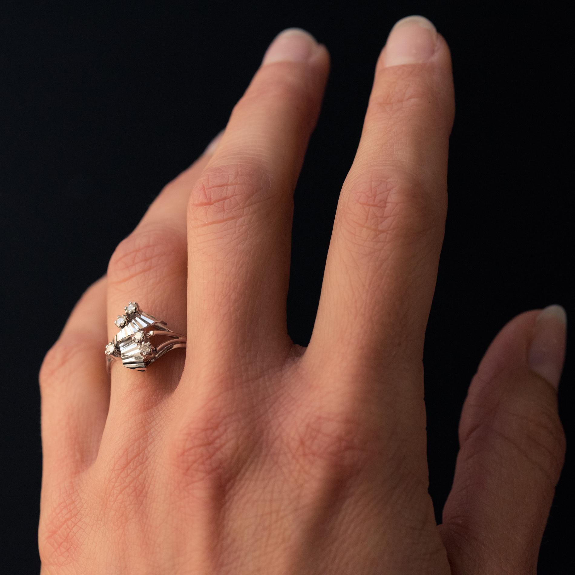Französischer 1970er Diamantenring aus 18 Karat Weißgold Damen im Angebot