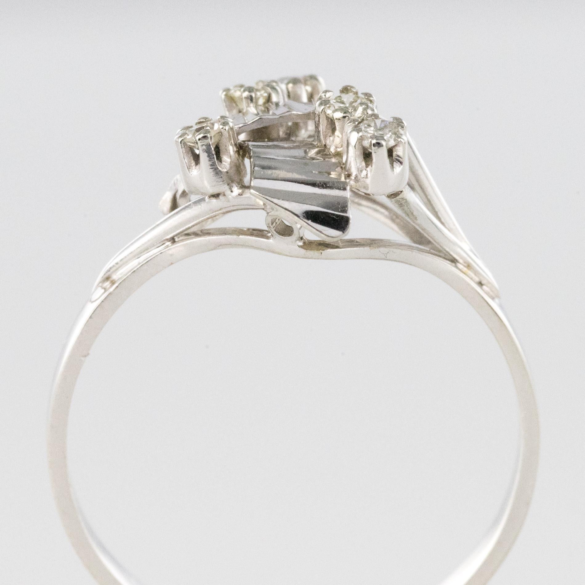 French 1970s Diamonds 18 Karat White Gold Ring For Sale 1