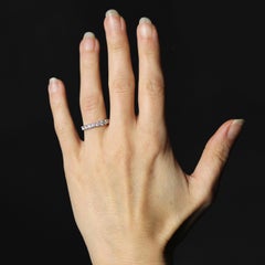 French 1970s Diamonds Platinum Half Wedding Ring