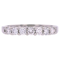 Französischer 1970er Diamanten Platin Halber Ehering