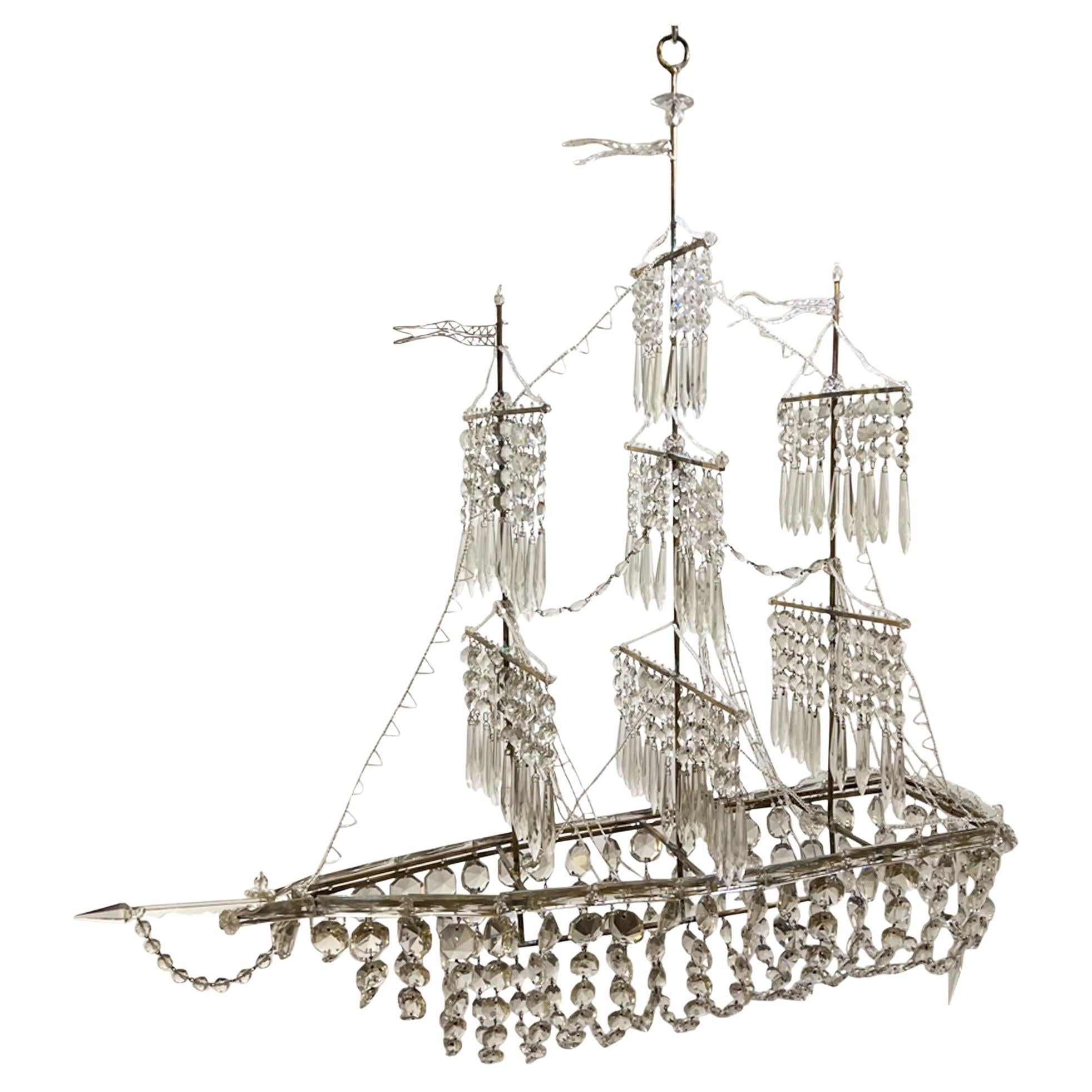 French, 1970s, Galleon Chandelier For Sale