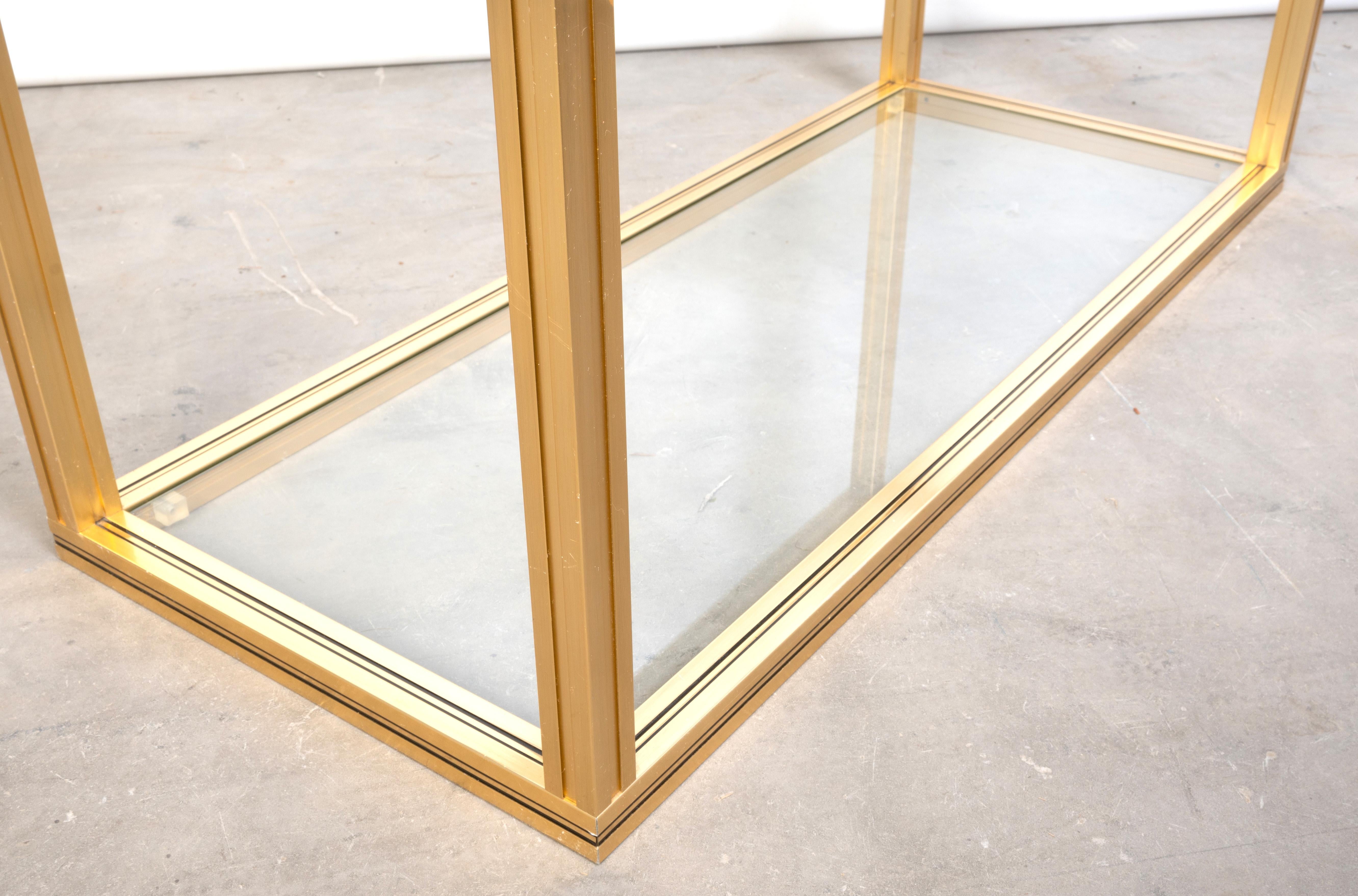 French 1970s Glass & Gold Lacquer Tall Etagere, Pierre Vandel, Paris For Sale 8