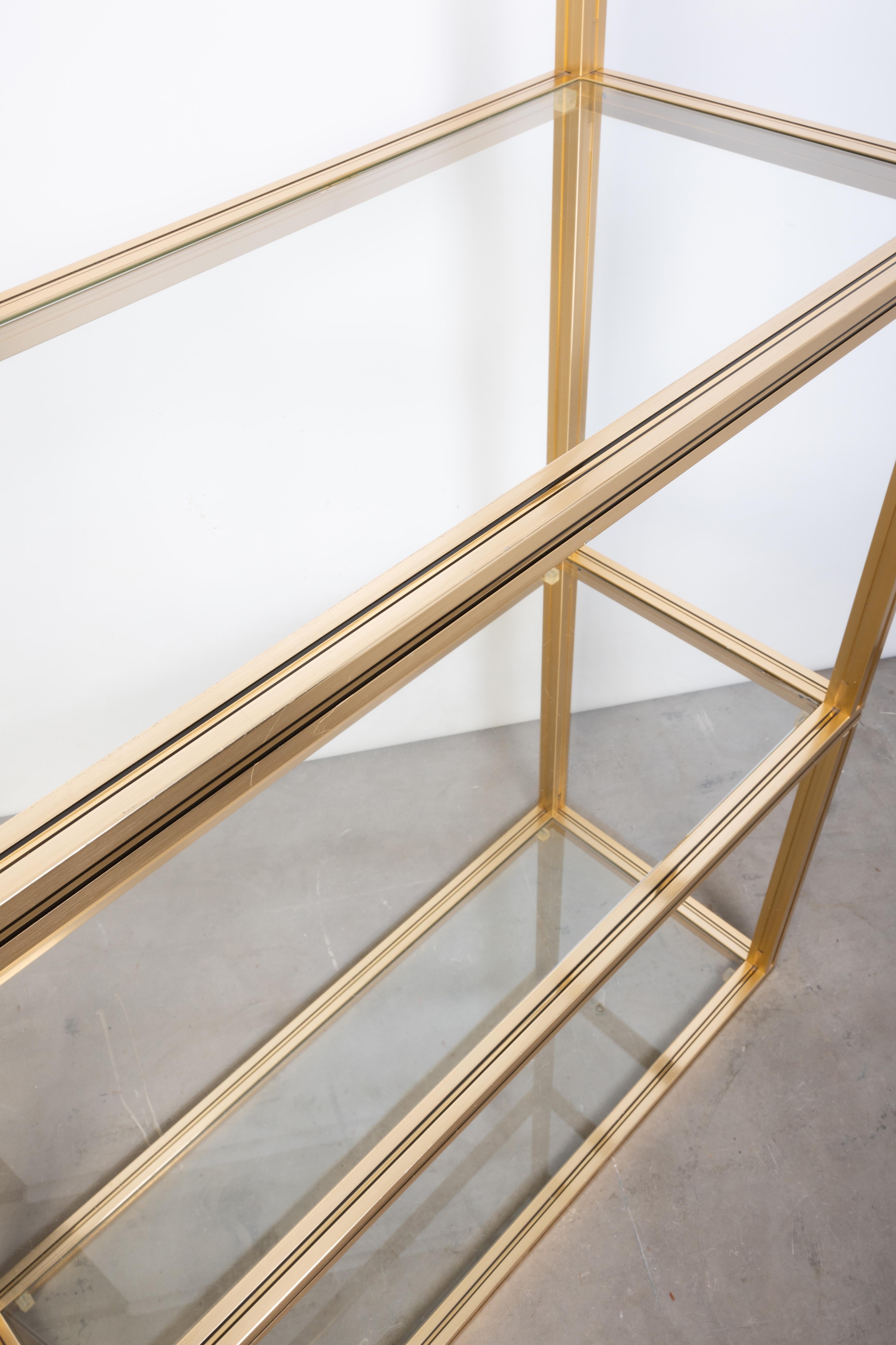 French 1970s Glass & Gold Lacquer Tall Etagere, Pierre Vandel, Paris For Sale 9